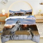 Parure de lit x enfant cheval d'hiver, chien husky housse de couette x microfibre housse couette personne ...