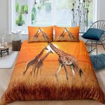 Parure de lit x enfant coucher de soleil animaux girafe housse de couette x avec fermeture ��clair - ...