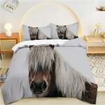 Parure de lit x enfant gris, cheval housse de couette x microfibre housse couette personne avec fermeture ...