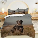 Parure de lit x enfant gris, chien housse de couette x microfibre housse couette personne avec fermeture ...