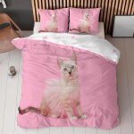Parure de lit x enfant microfibre housse de couette chat animaux d motif housse couette personnes rose ...