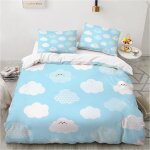 Parure de lit x enfant nuages ??bleu clair housse de couette x avec fermeture ��clair - sets de housse ...