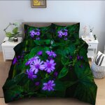 Parure de lit x enfant plantes vertes, fleur mauve housse de couette x microfibre housse couette personne ...