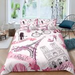 Parure de lit x enfant tour eiffel rose housse de couette x avec fermeture ��clair - sets de housse couette ...