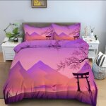 Parure de lit x enfant violet, torii japonais housse de couette x microfibre housse couette personne ...