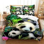 Parure de lit x panda anti acarien housse couette x en microfibre, parure housse coutte avec taie d'oreiller ...