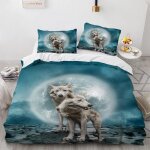 Parure de lit x polyester coton parure de lit doux confortable loup animal housse de couette cm x cm ...