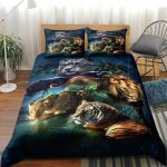 Parure de lit x tigre et l�opard bleu encre literie imprim�e en d sets de parure housse, microfibre douce ...