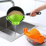 Passoire de cuisine en silicone a clip, egouttoir a clip, support de vidange, bol, entonnoir, ptes de ...