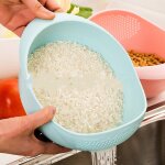 Passoire en plastique pour le riz, filtre pour le lavage, outils de cuisine, aliments, bol de nettoyage ...