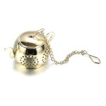 Passoire a th en acier inoxydable, avec chane en forme de thire, filtre a herbes et epices, diffuseur, ...