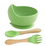 Pastel - green - bol d'alimentation en silicone personnalis avec nom ou logo pour bb, ventouse sre, ...