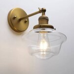 Pathson applique murale industrielle e27, verre transparent, laiton antique.