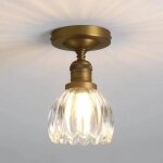 Pathson plafonnier industriel laiton antique, abat - jour en verre tulipe pour salon, couloir, chambre. ...
