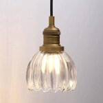 Pathson suspension industrielle en laiton antique - abat - jour tulipe verre e27 pour cuisine, salon, ...