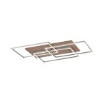 Paul neuhaus moderne plafonnier carr� en bois avec led 3 ampoules et t�l�commande - ajdin aluminium / ...