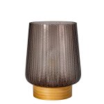 Pauleen lampe a poser fancy glamour e27 40lm 2700k pile min verre / bois taupe
