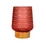 Pauleen lampe a poser rose glamour e27 30lm 2700k pile min verre / bois rose