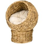 Pawhut panier chat lit chat cosy grand confort dim. 42l x 33l x 52h cm coussin moelleux beige inclus