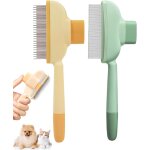 Peigne autonettoyant pour chat 2 pi�ces - peigne de massage et toilettage avec bouton d'�pilation, brosse ...