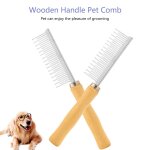 Peigne a long manche en bois en acier inoxydable, brosse de toilettage pour chiens et chats, peigne lisse ...