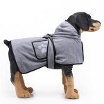 Peignoir pour chien en fibres ultra fines (gris s) - serviette absorbante pour chien qui peut etre s�ch�e ...
