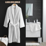 Peignoir mixte eponge col ch�le uni blanc 500 g / m