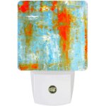 Peinture abstraite art d�cor orange bleu pigment led veilleuse avec capteurs cr�puscule a l'aube, d�cor ...