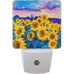 Peinture a l'huile de tournesol, veilleuse led enfichable avec capteur intelligent, grande lumiere econome ...