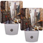 Peinture a l'huile veilleuses de rue de new york avec capteur intelligent led veilleuse pour chambre ...