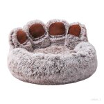 Peluche chat chaud maison lit pour chien anti - drapant fond nid cabane apaisante couverture douce pour ...
