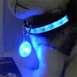 Pendentif bleu led lumineux collier m�daille clignotant color� pour chien chat