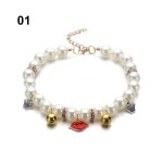 Pendentif imitation de perles en strass, collier rglable pour animaux de compagnie, chane de cou pour ...
