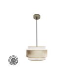 Pendentif n�pal 3p 1xe27 cuir / blanc / or regx30x30cm