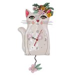 Pendule en forme allen chat blanc