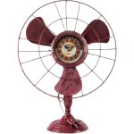 Pendule métal rouge en forme de vieux ventilateur Pendule métal rouge en forme de vieux ventilateur