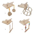 Perchoirs a oiseaux en bois, cage a jouets, support de gymnastique avec balan�oire en bois, boule de ...