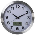 Perel horloge murale 35 cm blanc et argent