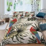 Perroquet de palmier housse de couette x imprim�� d jungle animaux parure de lit personnes ado fille ...