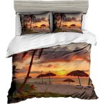 Personnes housse de couette x cm conception de la plage en d tropicale palmiers �� voile ciel bleu la ...