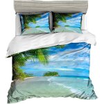 Personnes housse de couette x cm conception de la plage en d tropicale palmiers �� voile ciel bleu la ...