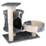 Pet comfort arbre a chat - griffoir pour chat avec jouet et plateforme - cachette avec panier - gris ...