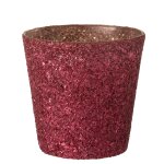 Petit pot pour fleur en verre rose paillet�