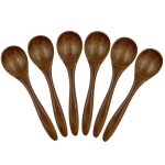 Petites cuillres a soupe naturelles en bois de bambou, 6 pices, 5. 3 pouces, pour manger, service de ...
