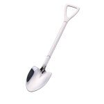 Petite cuillère en inox argenté en forme de pelle de chantier Petite cuillère en inox argenté en forme de pelle de chantier