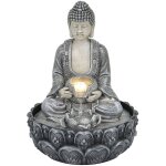 Petite fontaine d'intrieur bouddha en rsine grise 27 cm