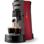 Philips senseo select csa240 - machine  caf - 1 bar - rouge intense et gris cachemire