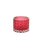 Photophore verre embosse lisere or 7x5. 5cm rouge