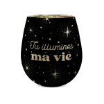 Photophore verre illumines ma vie 9x10cm noir