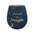 Photophore verre instant de magie 9x10cm bleu